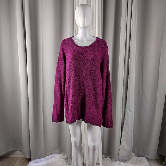 Philosophy Sweaters - Philosophy Womens Royal Magenta, Black, Cotton Blend, Knit Sweater Plus Size XXL